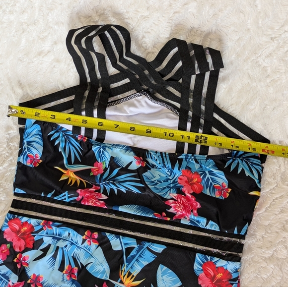 ❤ Swimsuit Large Swim Floral One Piece Shein Blue Pink - Picture 4 of 9